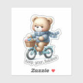 Teddbeer die op een fiets rijdt sticker (Vel)