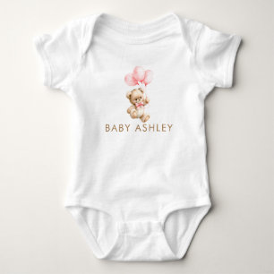 Teddbeer en roze ballonnen Cadeaubabyfeest cadeau Romper