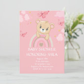 TEDDDDY BEAR BABY SHOWER ROSE INVITATION (Debout devant)