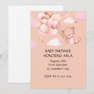 TEDDDDY BEAR GFIL BABY SHOWER INVITATION
