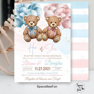 Teddi Bear Baby shower Invitation Lui ou elle Genr