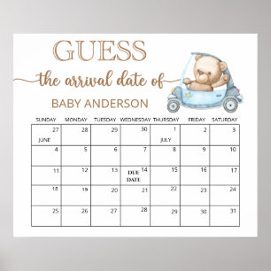 Teddibeer Baby Shower Raad de Bevalling Datum Kale Poster
