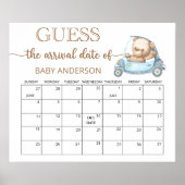 Teddibeer Baby Shower Raad de Bevalling Kalendervo Poster (Voorkant)