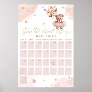Teddibeer Baby Shower Raad de Verwachte Datum Kale Poster