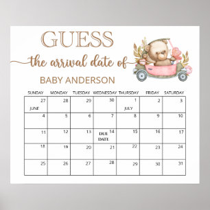Teddibeer Babyshower Raad Uitgerekende Datum Kalen Poster