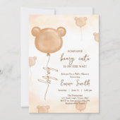 Teddibeer Ballon Beary Schattige Boho Baby Shower Kaart (Voorkant)