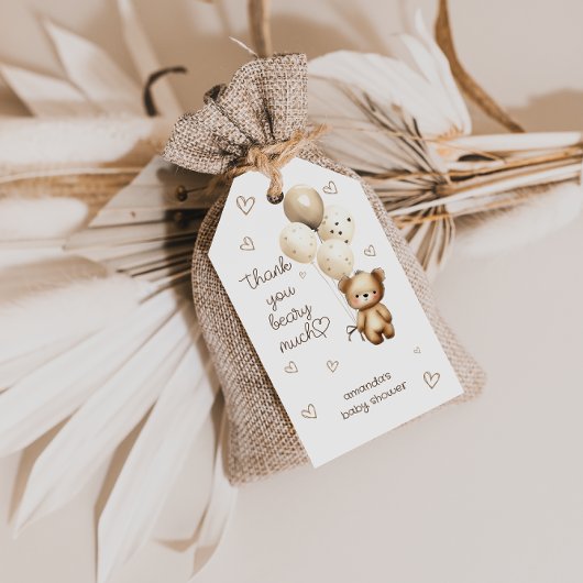Teddibeer Ballonnen Dank je beary veel Cadeaulabel