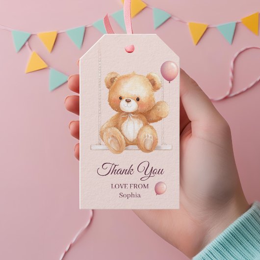 Teddibeer Bedankt - Gepersonaliseerde Gift Tag Cadeaulabel