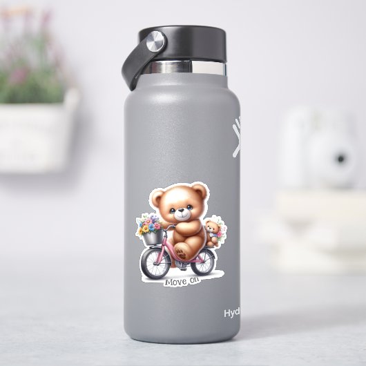 Teddibeer die op een fiets rijdt sticker (HydroFlask)