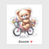 Teddibeer die op een fiets rijdt sticker (Vel)