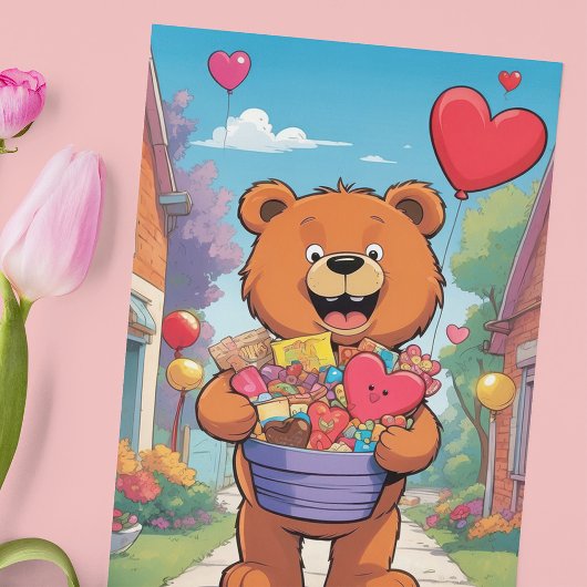 Teddibeer met cadeaubak Valentijnsdag  Poster