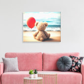 Teddibeer Met Rode Ballon Canvas Afdruk (Insitu (Woonkamer))