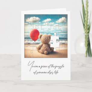 Teddibeer met rode ballon legpuzzel kaart