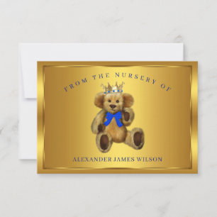 Teddibeer Prins Baby Shower Bedankkaartjes Bedankkaart