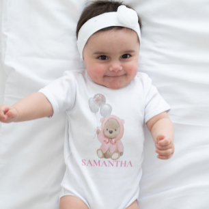 Teddibeer Roze Meisjes Persoonlijk Romper