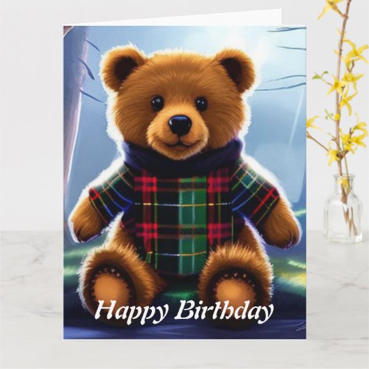 Teddibeer Verjaardagskaart Kaart (Gele Bloem)