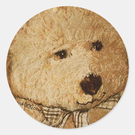 Teddie Beer Ronde Sticker (Voorkant)