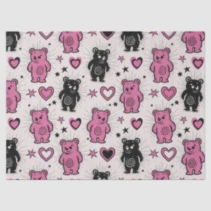 Teddies met Hartjes en Roze - Valentijn (4) Tissuepapier