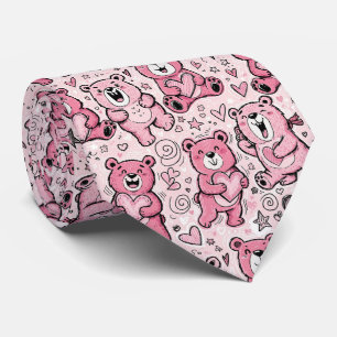 Teddies met Hartjes en Roze - Valentijn (5) Stropdas