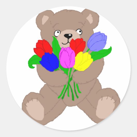teddies tulpen ronde sticker (Voorkant)