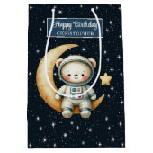 Teddy Astronaut Gift Bag voor Boy Birthday Bash Medium Cadeauzakje (Voorkant)