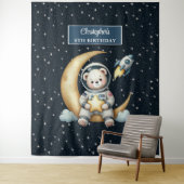 Teddy Astronaut wandtapijt voor Boy Party Wandkleed (In situ)