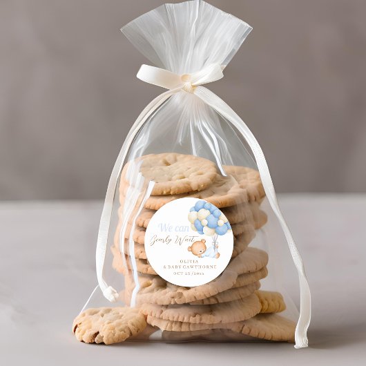 Teddy Baby Boy Shower Ronde Sticker