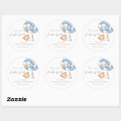 Teddy Baby Boy Shower Ronde Sticker (Vel)