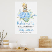 Teddy Baby shower Garçon Bleu Ours Affiche de bien (Cuisine)