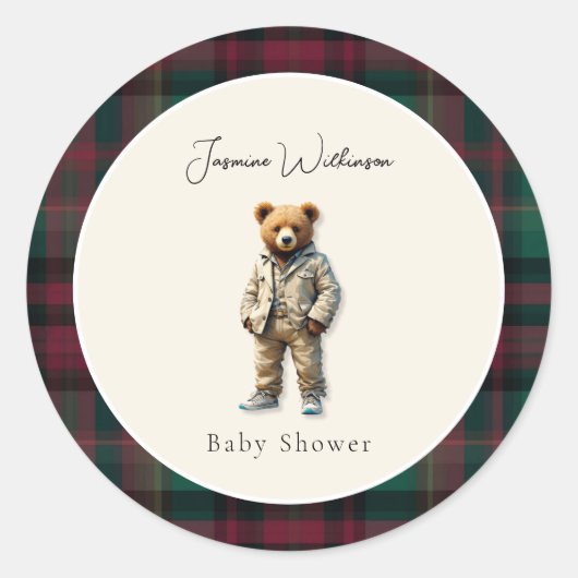  teddy-Baby shower Ronde Sticker (Voorkant)