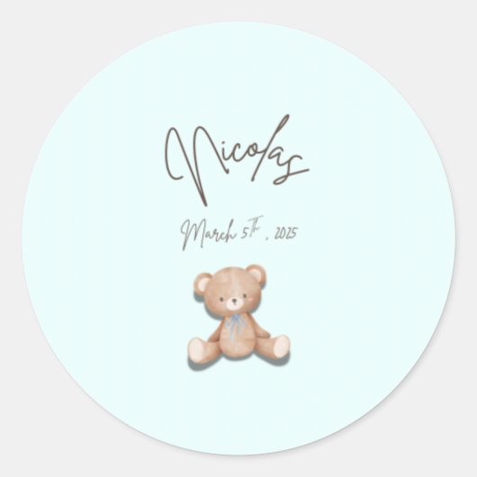 Teddy Baby shower Stickers (Voorkant)
