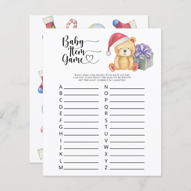 Teddy - Baby Spel. Baby shower spel (Voorkant / Achterkant)