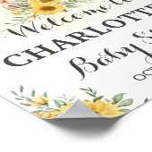 Teddy Barly Wait Sunflower Greenery Baby shower Poster (Hoek)