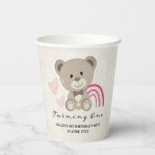 Teddy Bear 1e verjaardag Roze papierbekertjes Papieren Bekers (Achterkant)