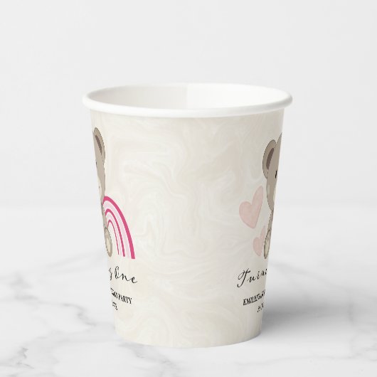 Teddy Bear 1e verjaardag Roze papierbekertjes Papieren Bekers (Links)