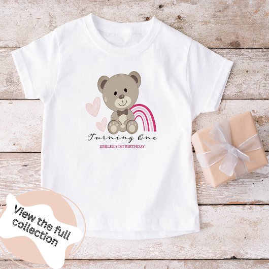 Teddy Bear 1er Anniversaire Pink Toddler T-shirt