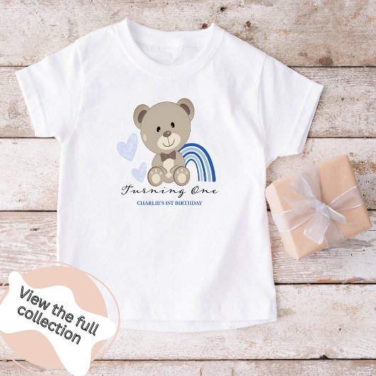 Teddy Bear 1st Birthday Blue Kinder Shirts
