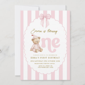 Teddy Bear 1st Birthday Invitation Girl
