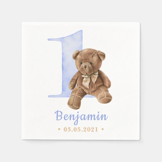  Teddy Bear 1st Birthday Napkins Servet (Voorkant)