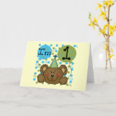 Teddy Bear 1st Birthday Tshirts en cadeautjes Kaart (Gele Bloem)
