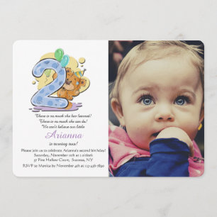 Teddy Bear 2 jaar oude fotouitnodiging Kaart