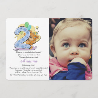 Teddy Bear 2 jaar oude fotouitnodiging Kaart
