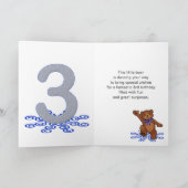 Teddy Bear 3rd Birthday for Boy Kaart (Binnen)