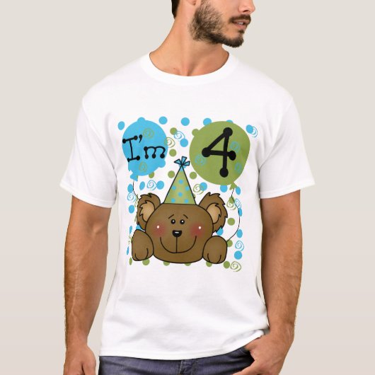 Teddy Bear 4e verjaardag T-shirts en geschenken (Voorkant)