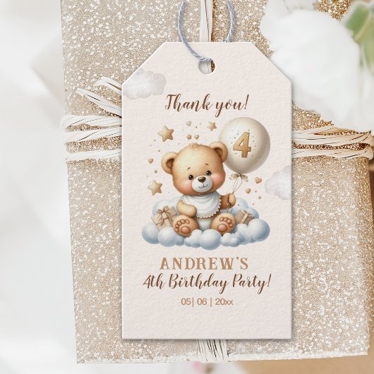 Teddy Bear 4th Birthday Celebration Cadeaulabel