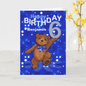 Teddy Bear 6th Birthday for Boy Kaart (Gele Bloem)