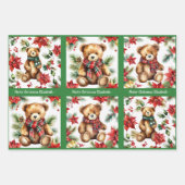 Teddy Bear Add Name Cute Christmas 3 Inpakpapier Vel (Voorkant 2)
