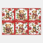 Teddy Bear Add Name Cute Christmas 3 Inpakpapier Vel (Voorkant)