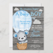 Teddy Bear Adventure Air Balloon Douche Invitation (Devant)