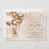 Teddy Bear Air Ballon Neautral Cloud Baby shower Kaart (Voorkant)